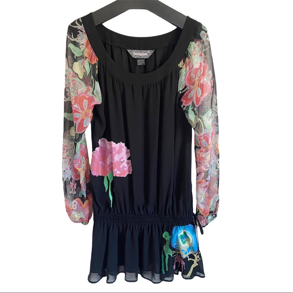 Desigual Women’s Floral Long Sleeve Tunic Top Sz L